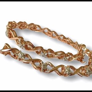 Rose Gold Sterling Silver Diamond Link Bracelet